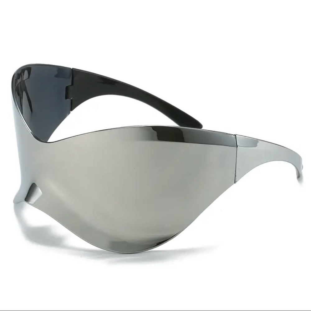 Unisex Oversized Punk Goggle Sunglasses Luxury Look Y2K Silver Sport Sun Glasses